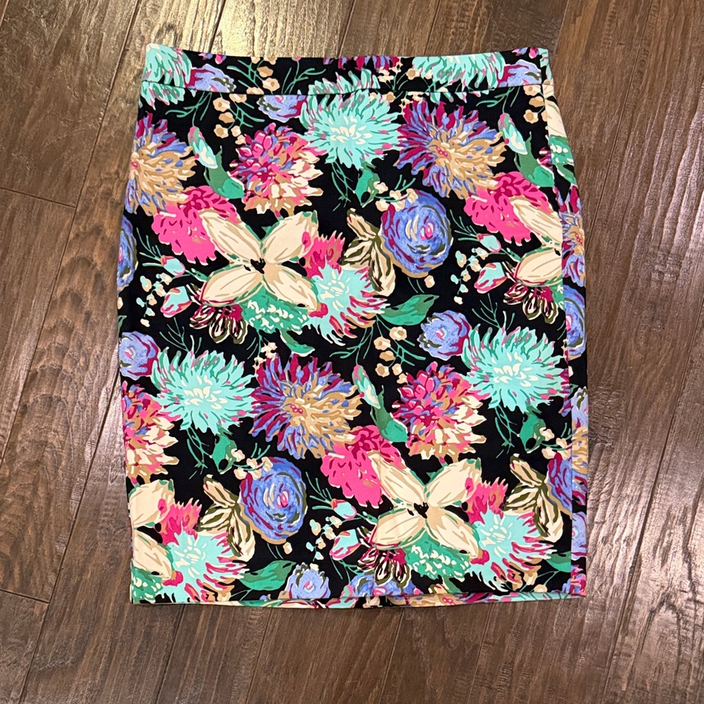 J. Crew Multicolor Floral Pencil Skirt
